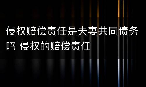 侵权赔偿责任是夫妻共同债务吗 侵权的赔偿责任