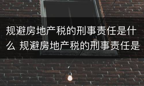 规避房地产税的刑事责任是什么 规避房地产税的刑事责任是什么意思