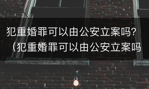 犯重婚罪可以由公安立案吗？（犯重婚罪可以由公安立案吗判几年）