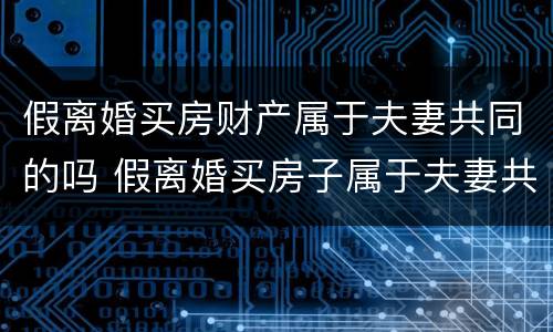 假离婚买房财产属于夫妻共同的吗 假离婚买房子属于夫妻共同财产吗