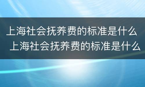 上海社会抚养费的标准是什么 上海社会抚养费的标准是什么啊