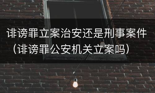 诽谤罪立案治安还是刑事案件（诽谤罪公安机关立案吗）