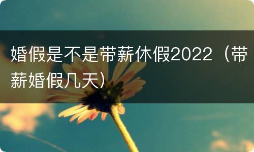 婚假是不是带薪休假2022（带薪婚假几天）