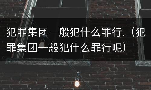 犯罪集团一般犯什么罪行.（犯罪集团一般犯什么罪行呢）