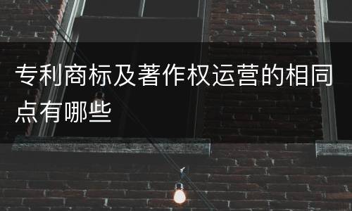 专利商标及著作权运营的相同点有哪些