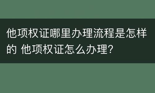 他项权证哪里办理流程是怎样的 他项权证怎么办理?