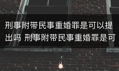 刑事附带民事重婚罪是可以提出吗 刑事附带民事重婚罪是可以提出吗判决书